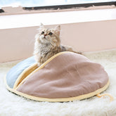Round Cotton Linen Semi-Enclosed Pet Bed